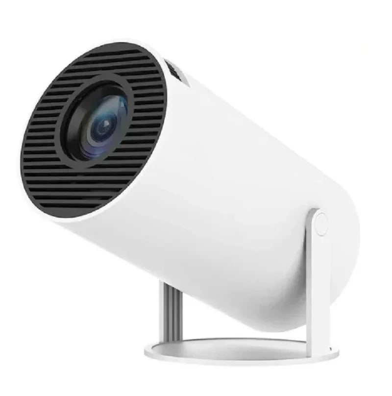 White Cinemaster Pro 4k Smart Projector with black lens on a white background