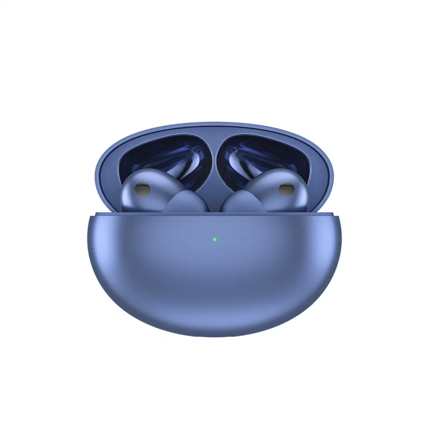 Blue Echonova Pro Earbuds in a charging case on a white background