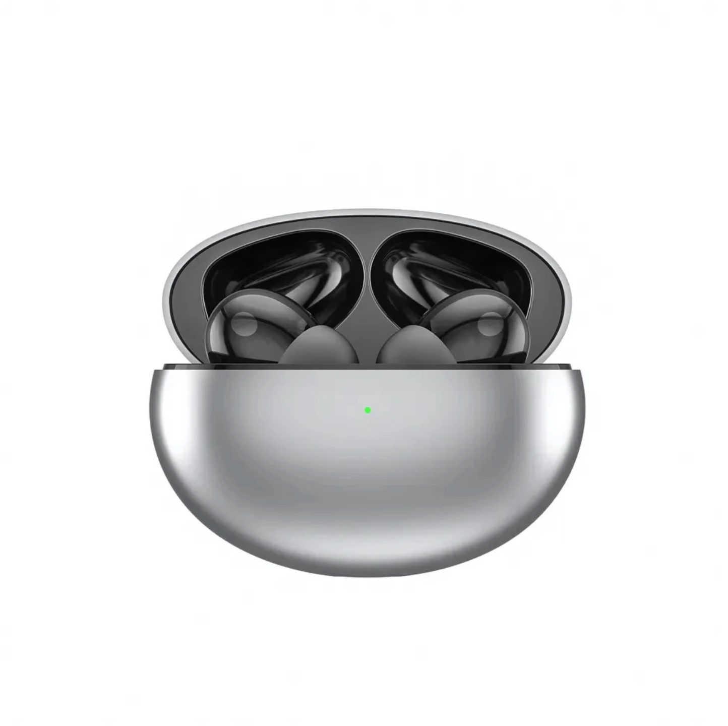 Echonova Pro Earbuds in a metallic charging case on a white background