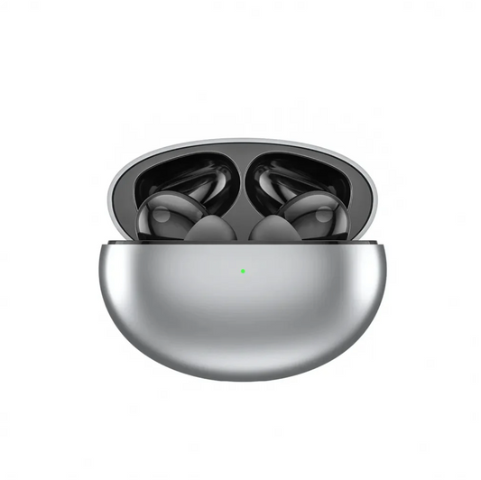 Echonova Pro Earbuds in a metallic charging case on a white background