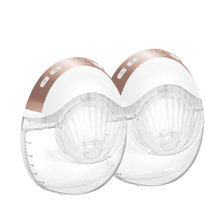 Clear Puruxe Breast Pump with rose gold edges on a white background