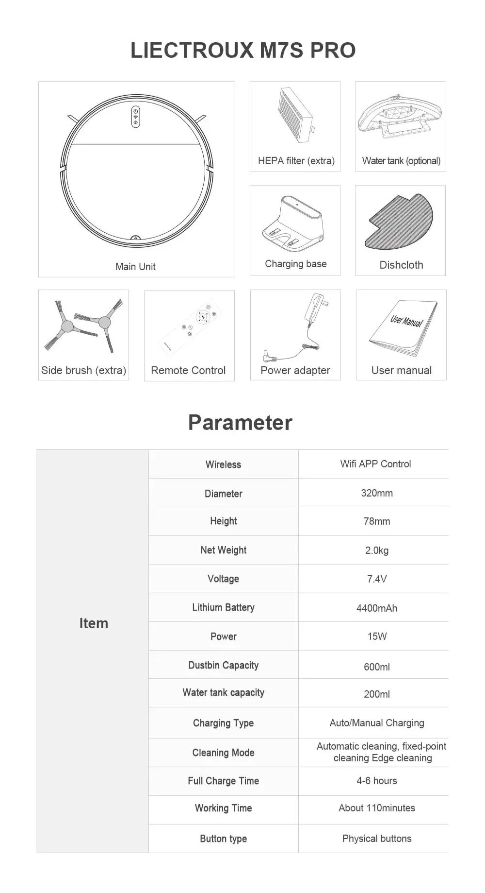 Liectroux M7S Pro Robotics Vacuum